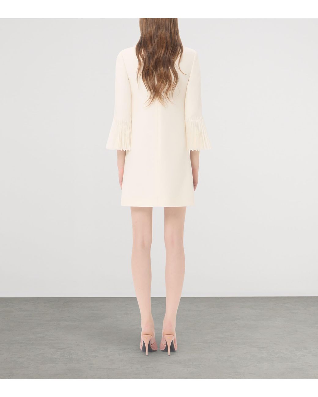 Valentino Natural Silk-Wool Ruffle Mini Dress