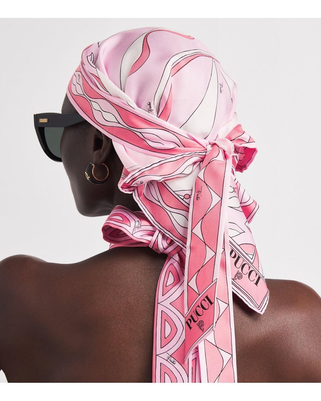 Emilio Pucci Pink Silk Multi Print Triangle Scarf