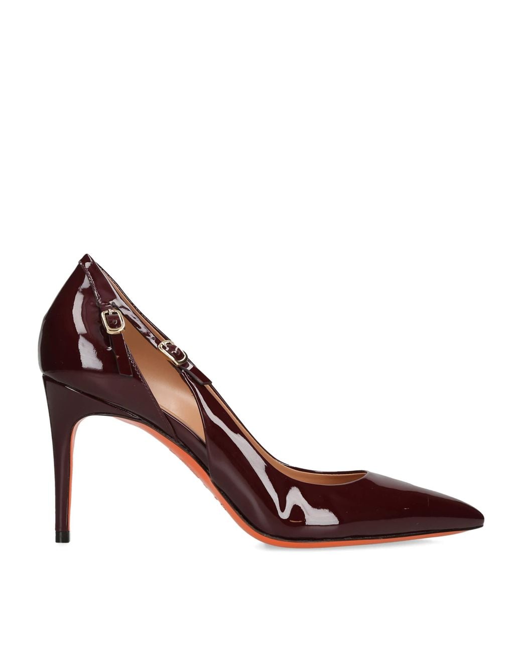 Santoni Brown Patent Leather Audrey Pumps 80