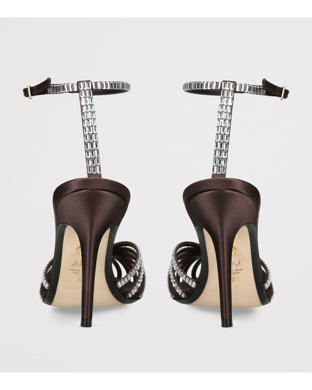 ALEVI Black Satin Penelope Xtal Heeled Sandals 95