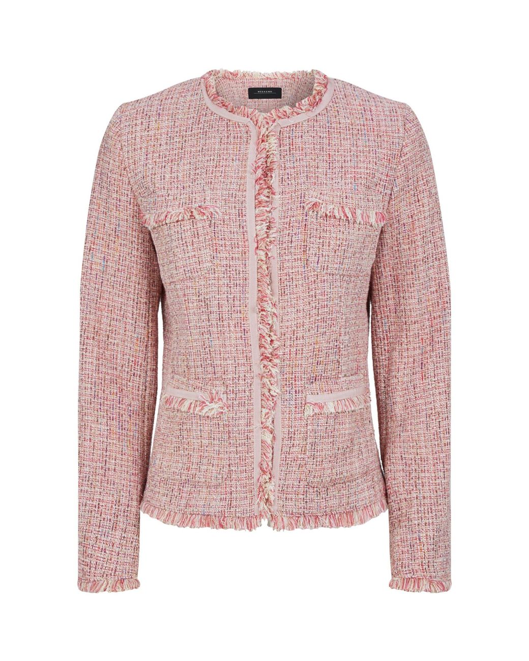 Weekend by Maxmara Tubo Tweed Fringe Jacket in Pink - Save 33% - Lyst