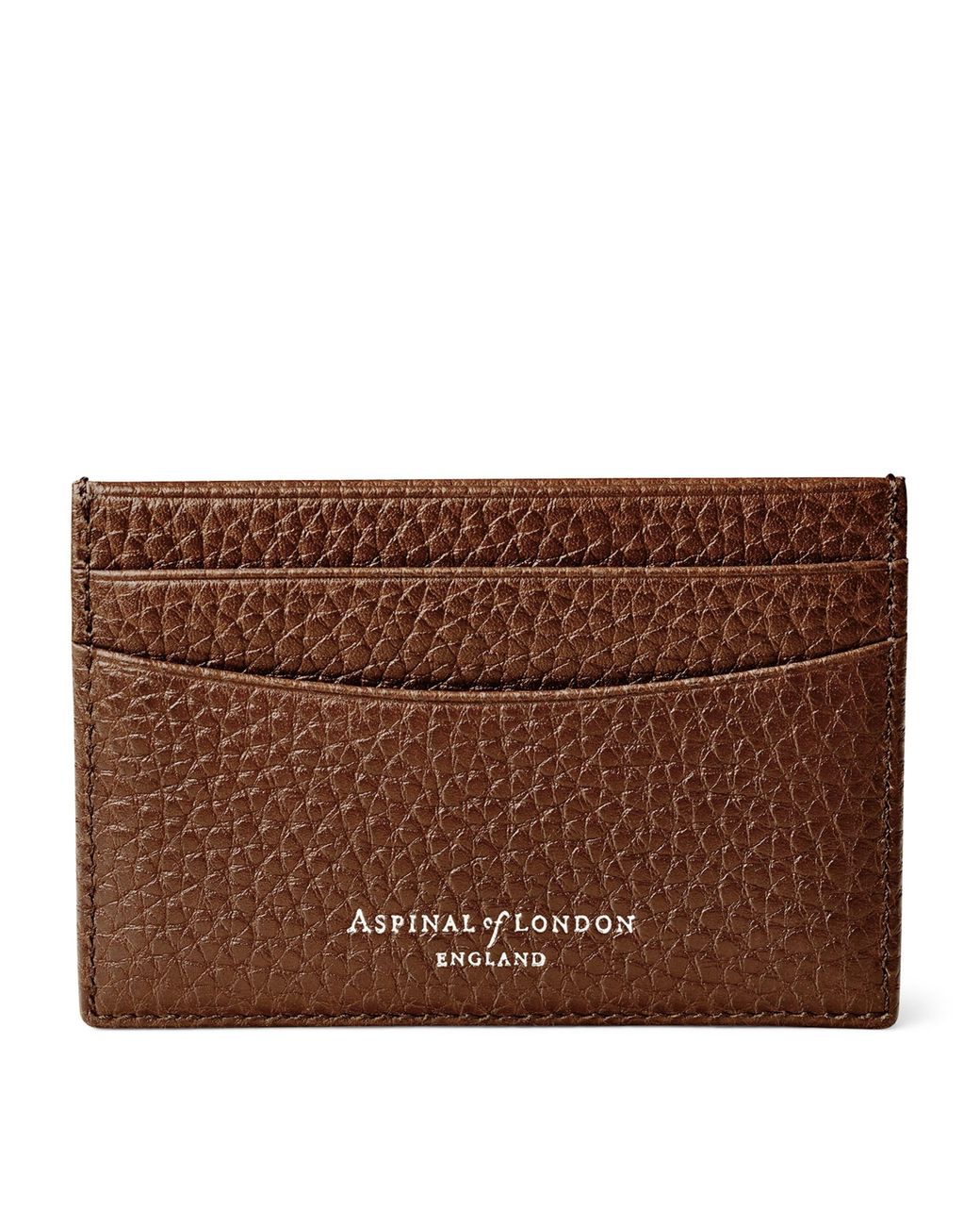 Aspinal Brown Grained Leather Slim Card Holder