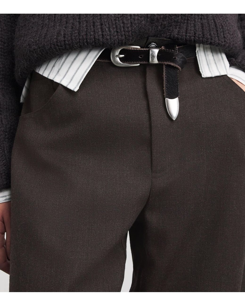 Séfr Brown Wool Nasedo Barrel-Leg Trousers for men