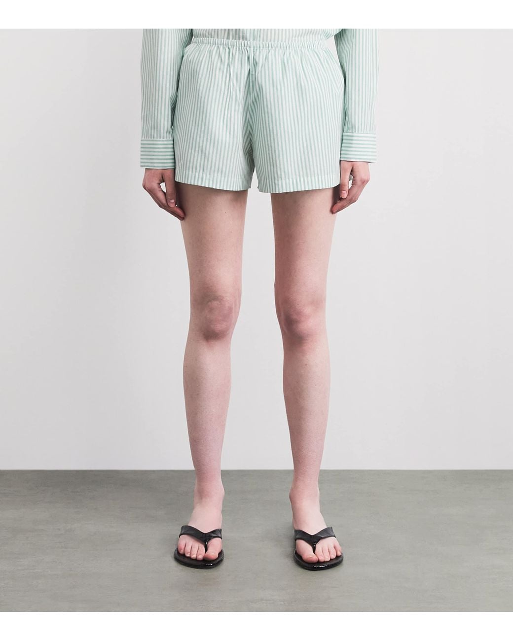 Leset Blue Cotton-Blend Stripe Yoshi Shorts