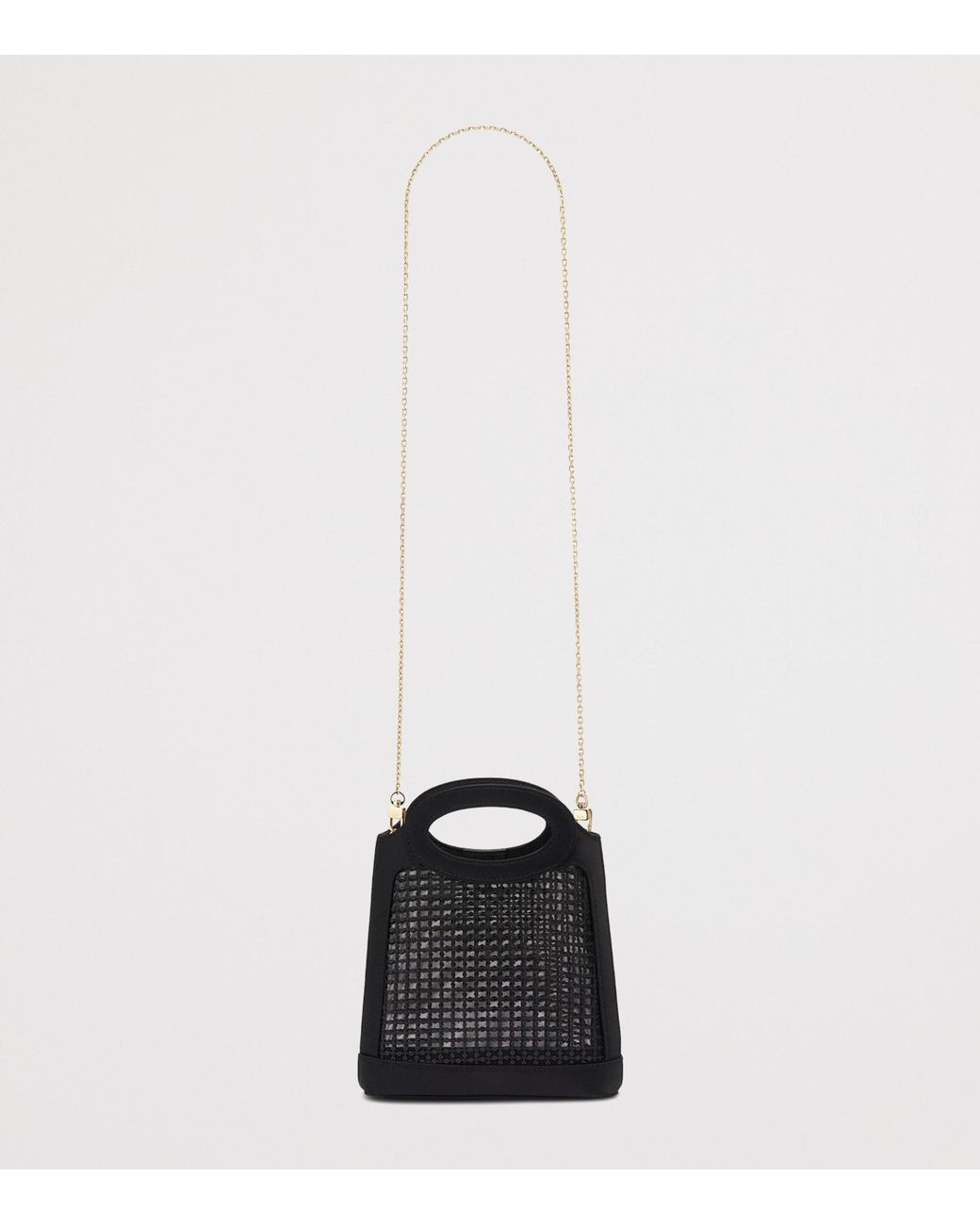 Malone Souliers Black Mini Satin-Mesh Aura Tote Bag