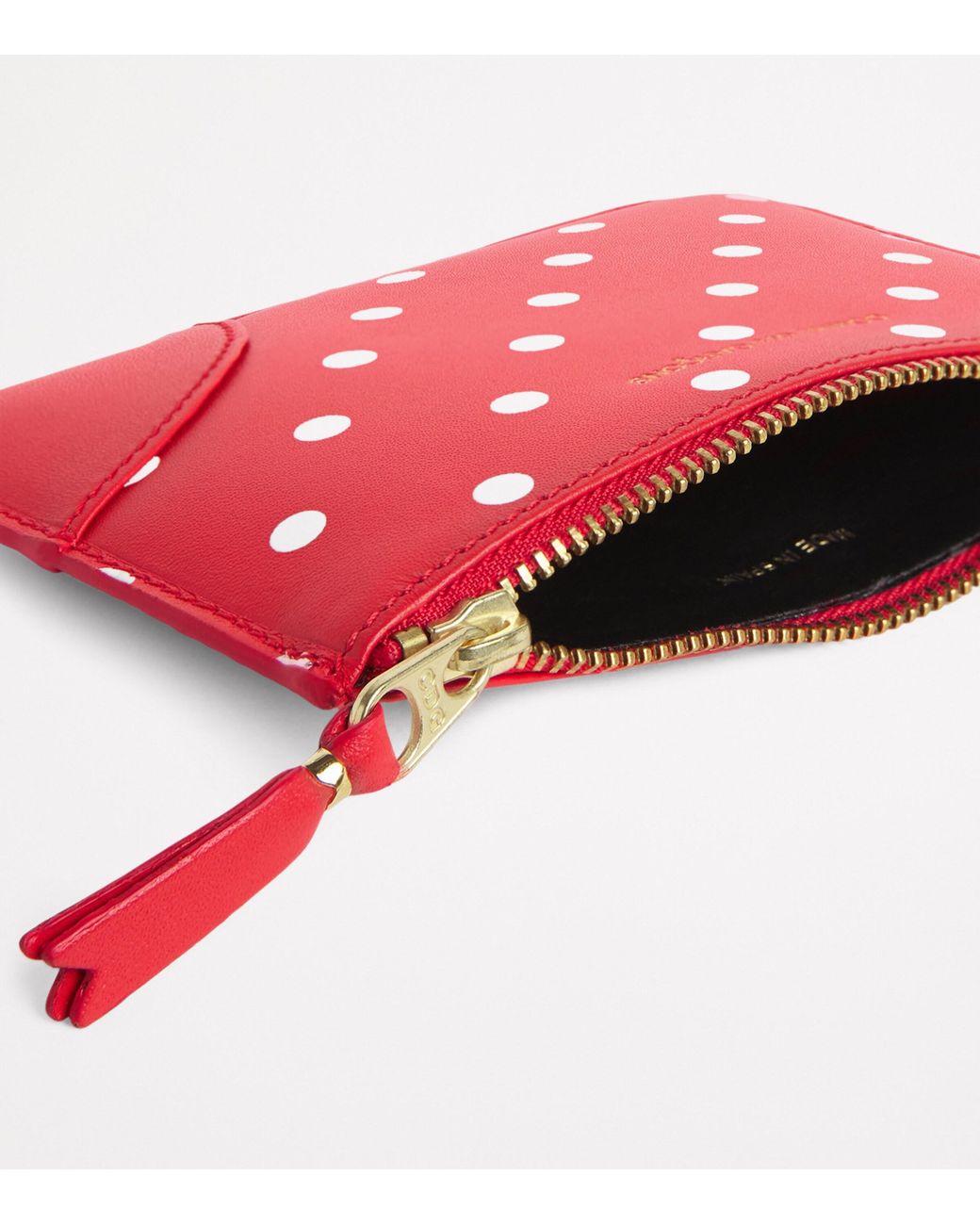 Comme des Garçons Red Leather Polka-Dot Zipped Pouch for men