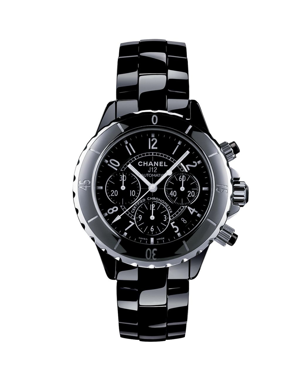 Chanel Black Ceramic And Steel J12 Chronograph Watch for men