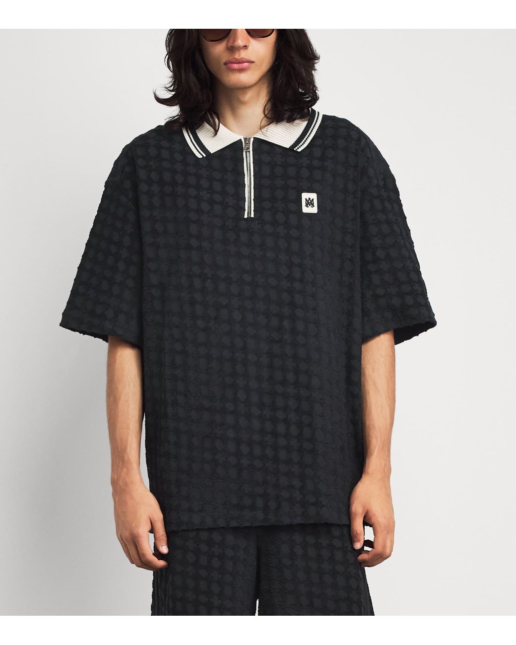 Amiri Black Ma Quad Zip-Up Polo Shirt for men