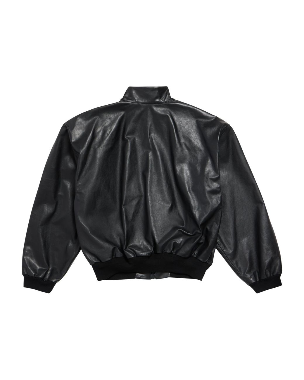 Balenciaga Black Leather Harrington Jacket for men