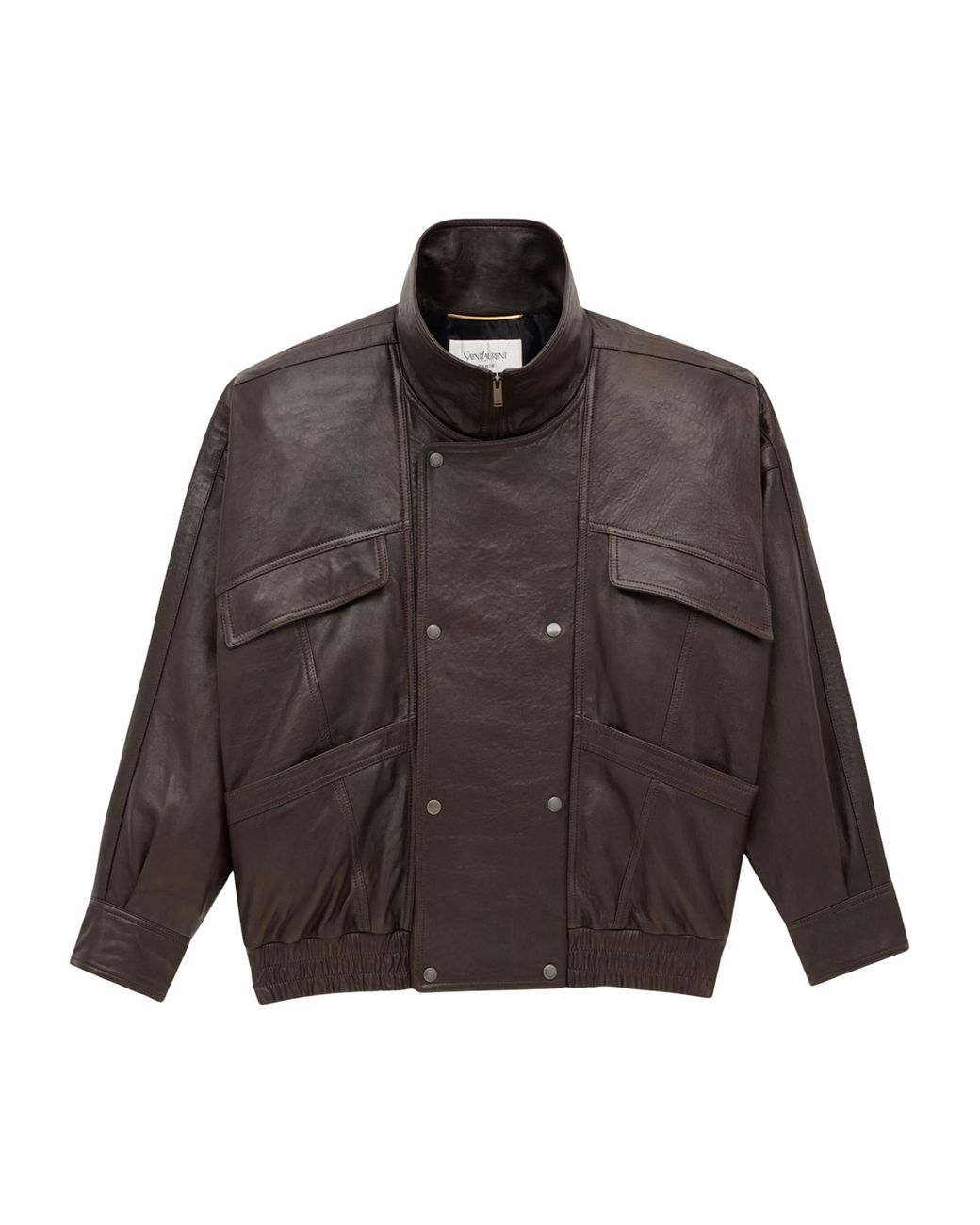 Saint Laurent Brown Leather Bomber Jacket