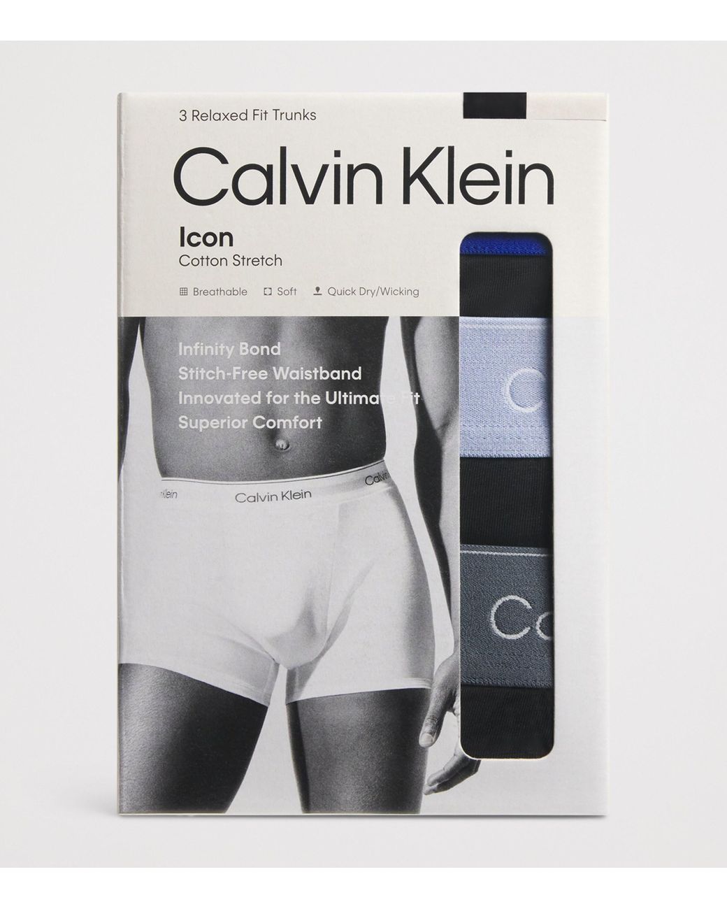 Calvin Klein Blue Stretch-Cotton Relaxed Icon Trunks for men