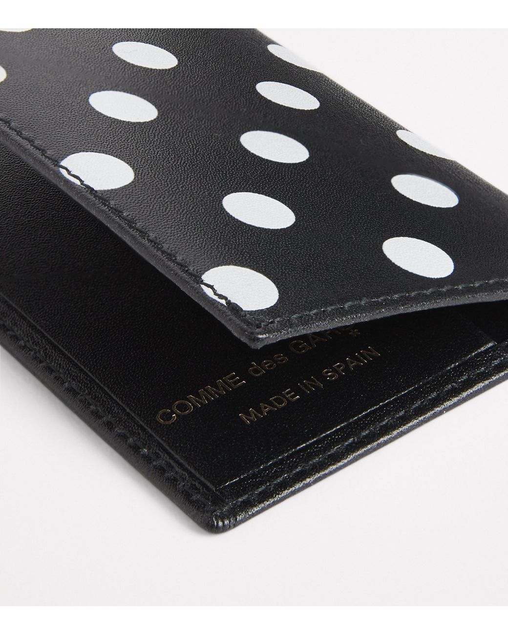 Comme des Garçons Black Leather Polka-Dot Card Holder for men