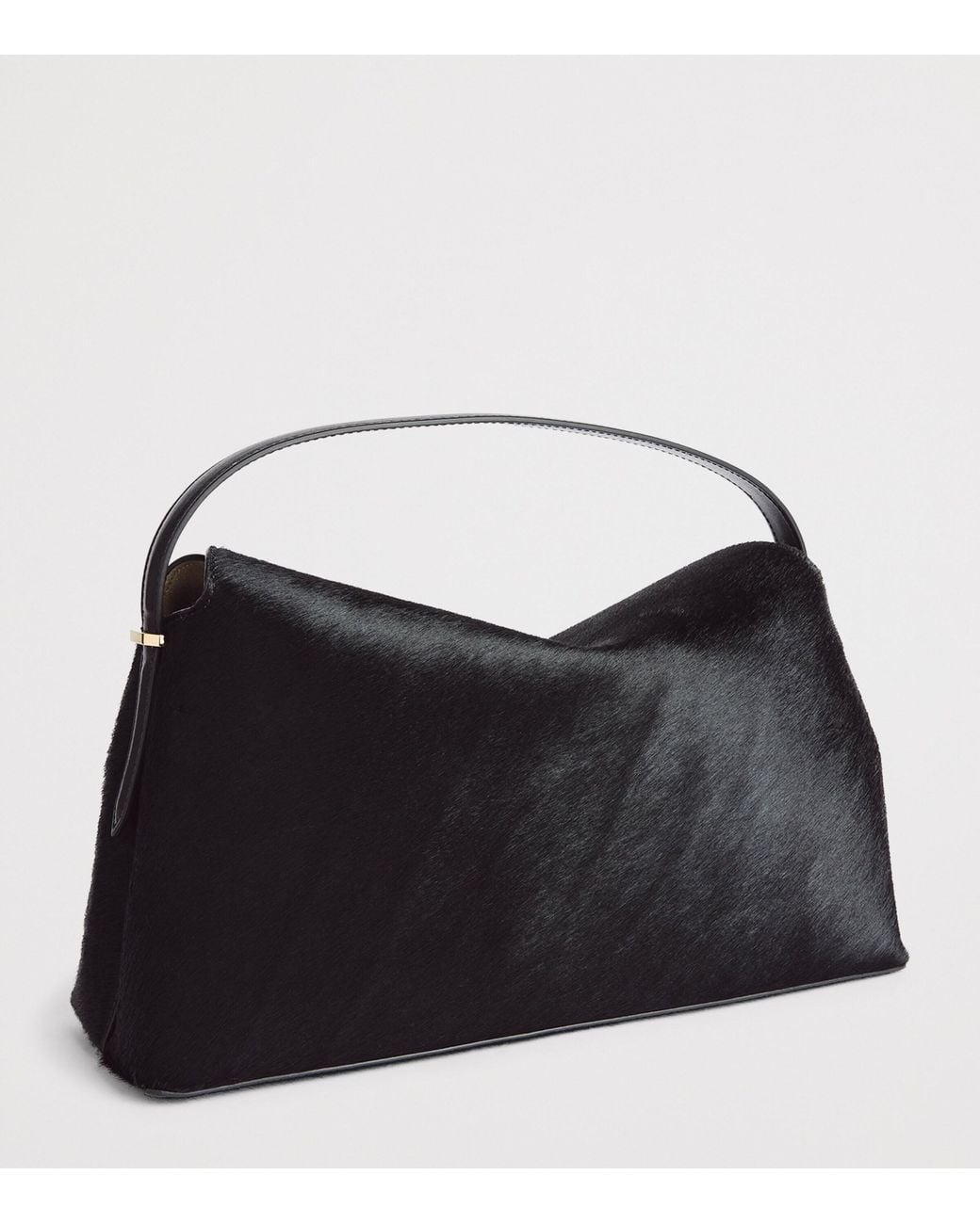 Totême Black Pony Hair T-Lock Top-Handle Bag