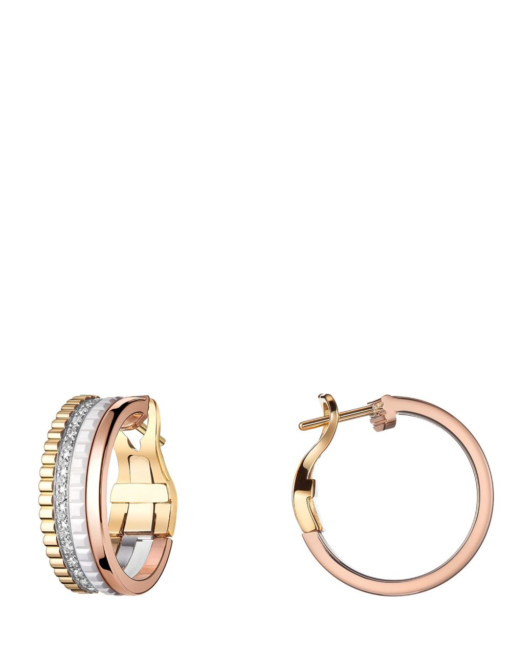 Boucheron Metallic Mixed And Diamond Quatre Hoop Earrings