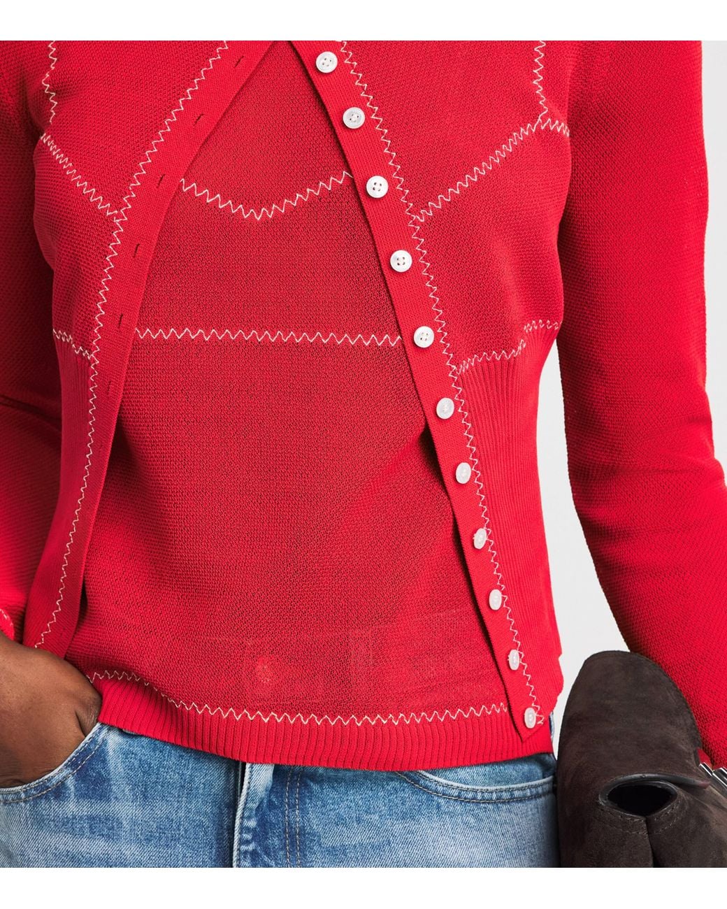 Tory Burch Red Stitch Top