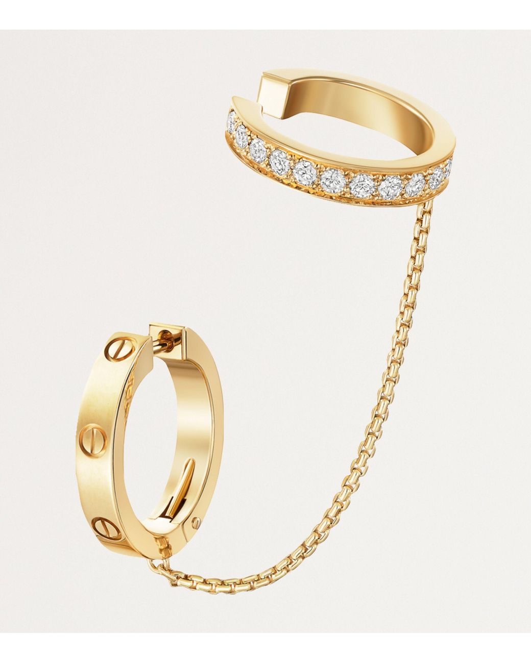 Cartier And Diamond Love Hoop Single Earring in Metallic | Lyst