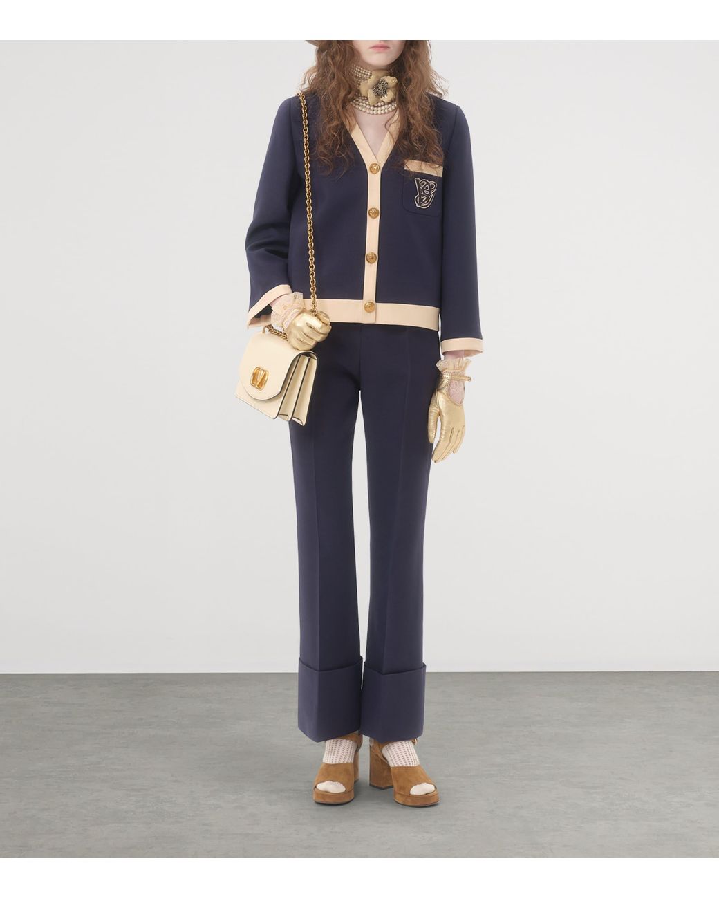 Valentino Blue Wool-Silk Flared Trousers