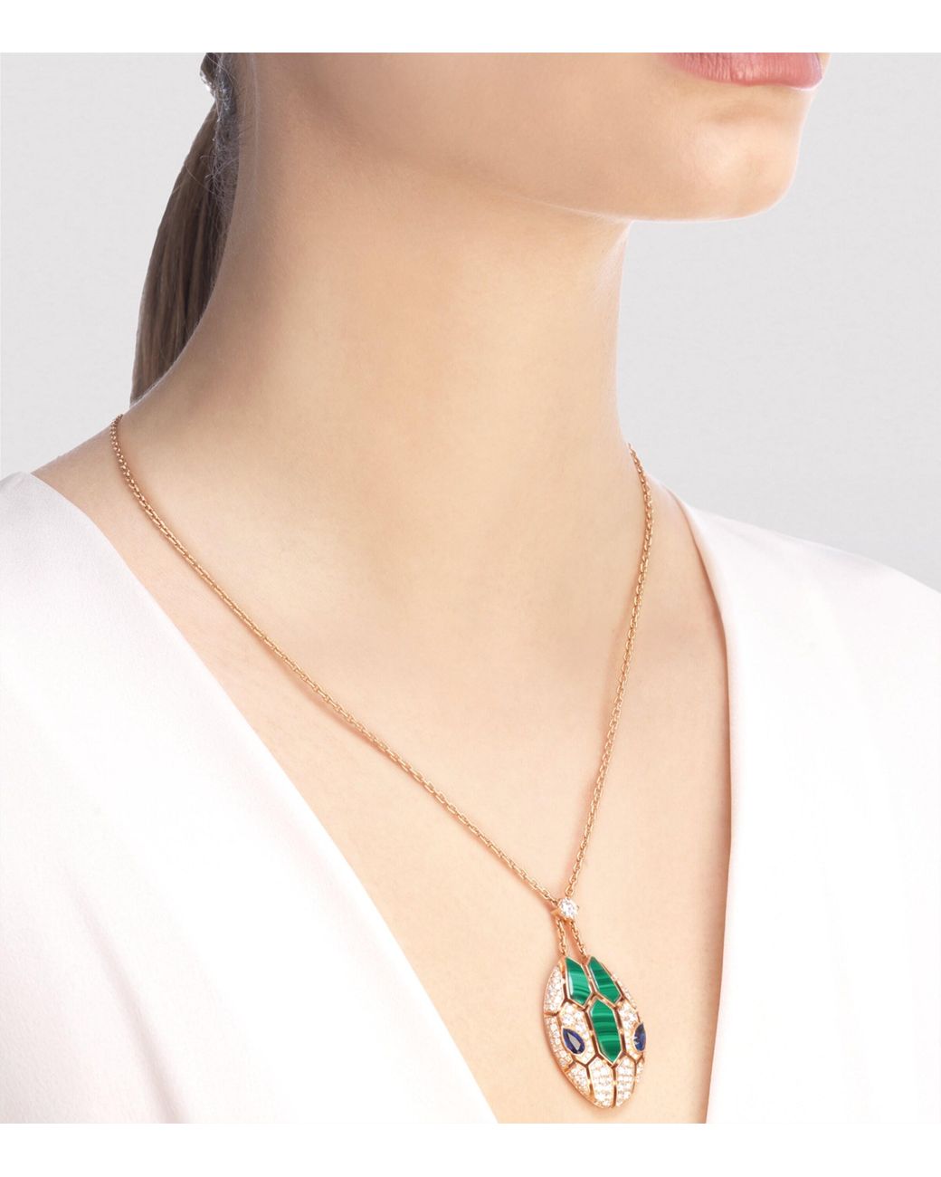 BVLGARI Metallic And Precious Stone Serpenti Necklace