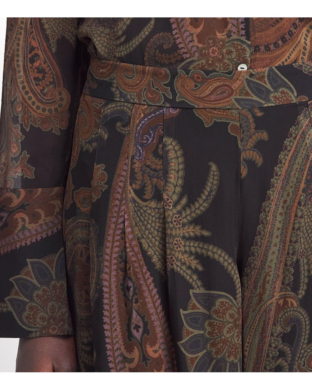 PAIGE Brown Georgette Paisley Carina Trousers