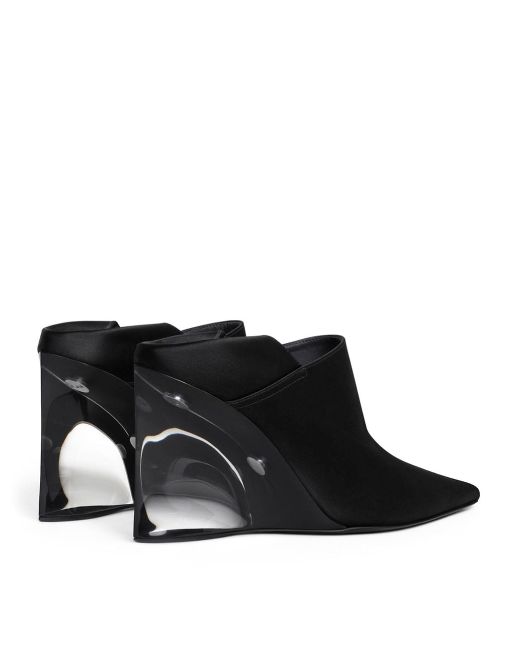 Alaïa Black Satin Invisible Wedge Mules 90