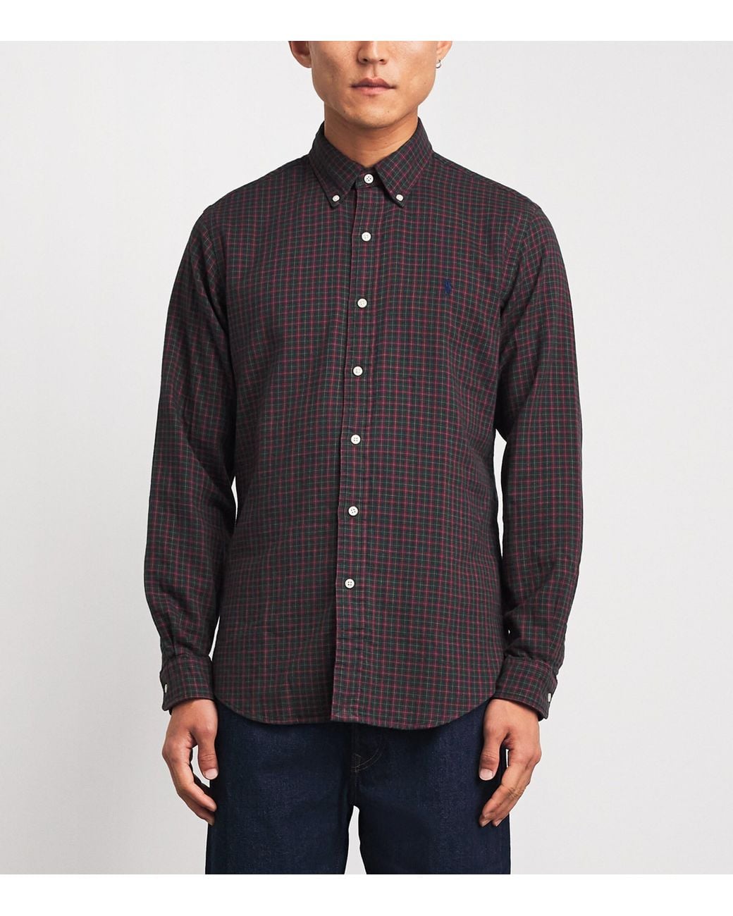 Polo Ralph Lauren Blue Cotton Check Custom Fit Oxford Shirt for men