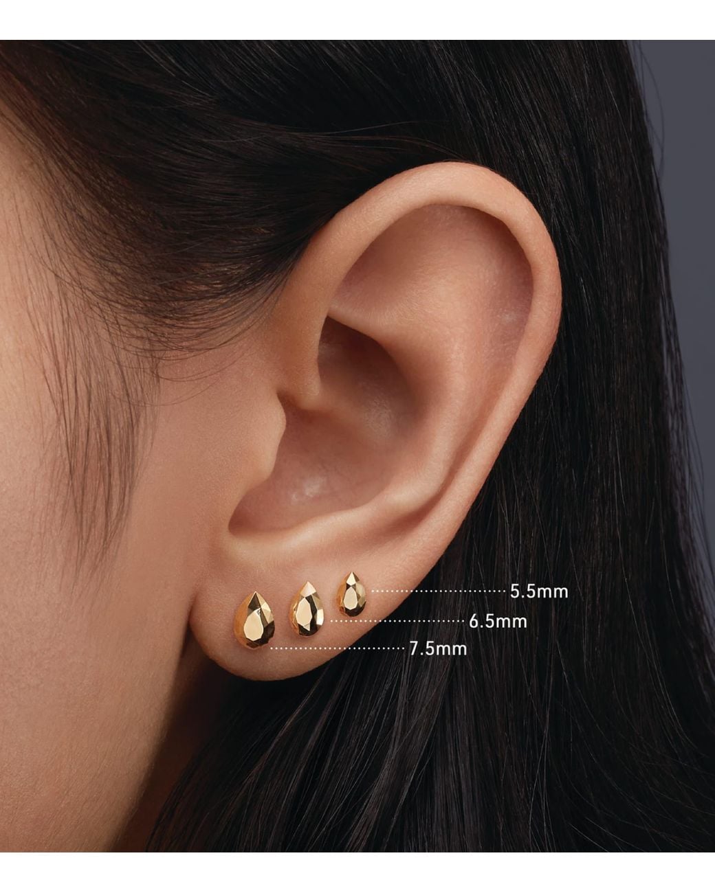 Maria Tash Natural Faceted Pear Threaded Stud Earring