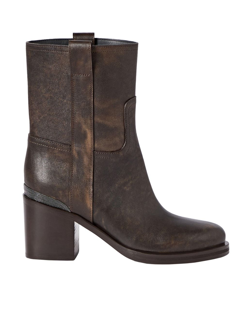 Brunello Cucinelli Brown Leather Heeled Ankle Boots 60