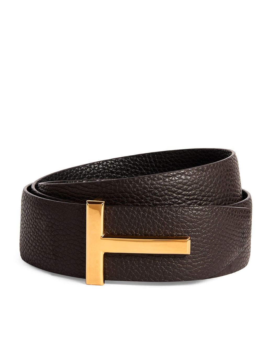 Tom Ford Black Leather Reversible T Icon Belt for men