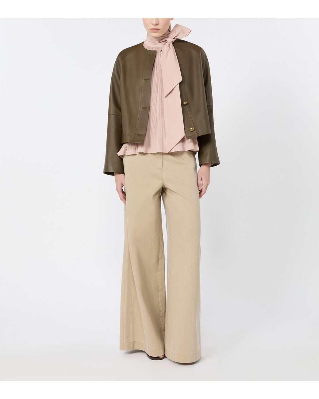 Max Mara Pink Pleated Pussybow Blouse