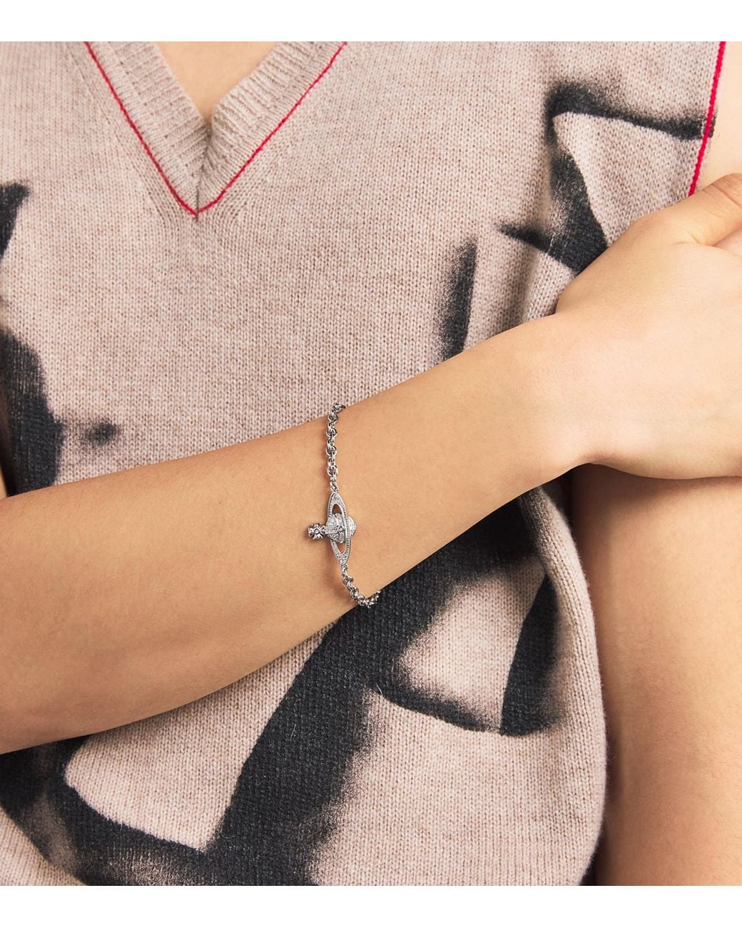 Vivienne Westwood White Orb Chain Bracelet for men