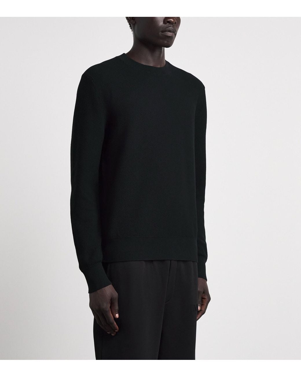 Moncler Black Cotton Textured Knit Sweater for men