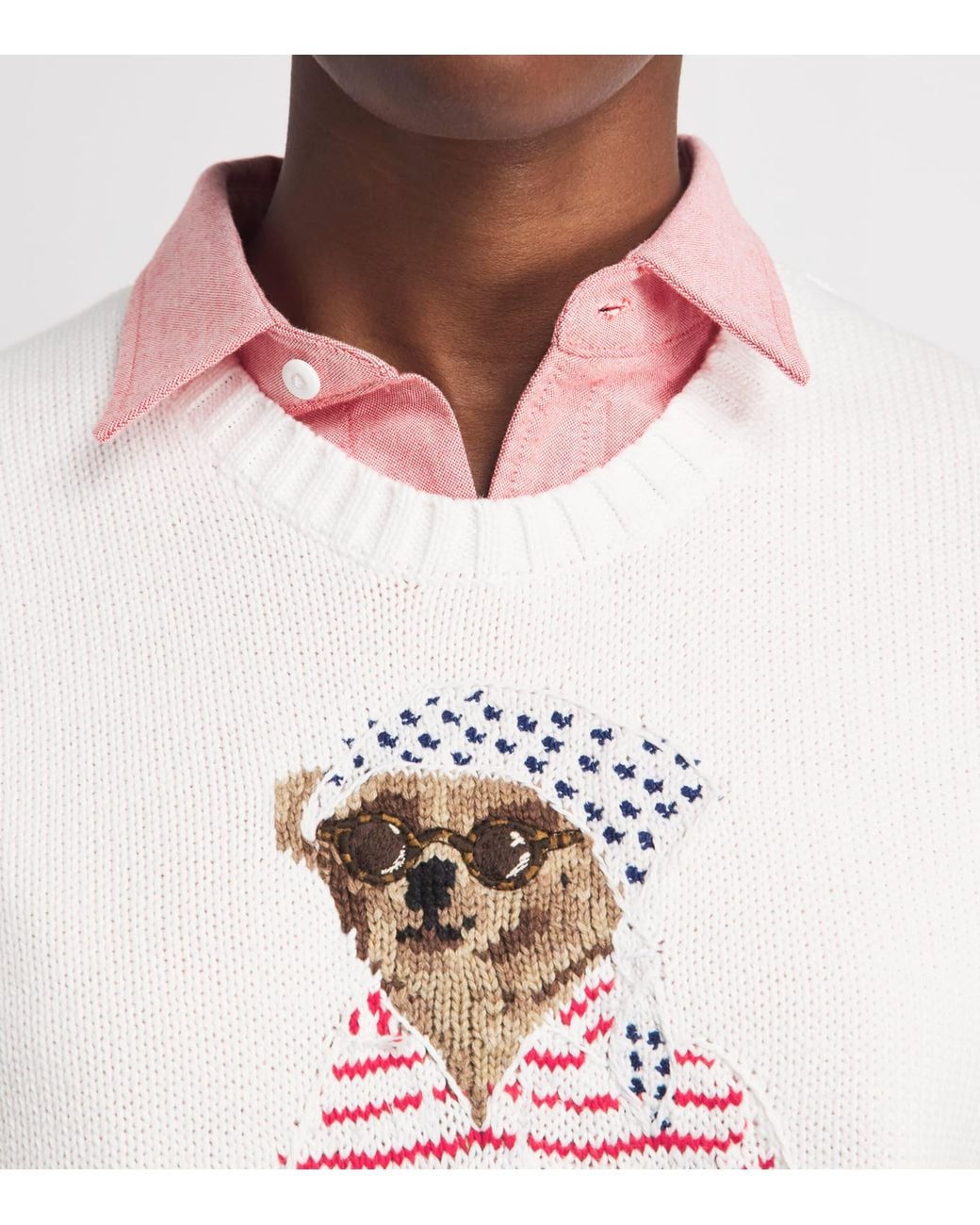 Polo Ralph Lauren White Cotton Polo Bear Sweater