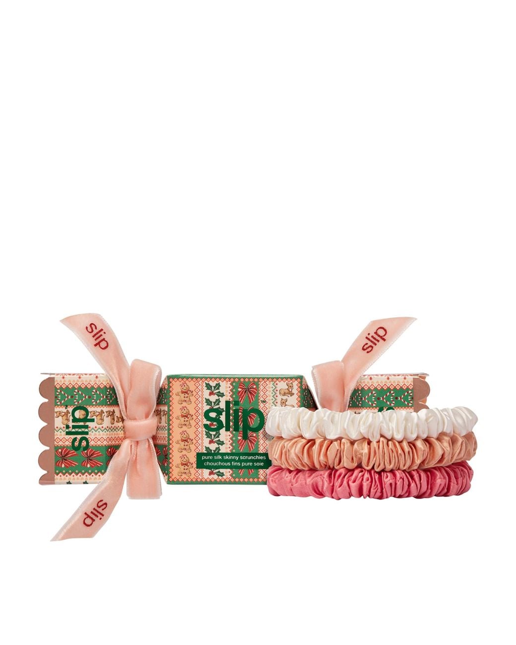 Slip Pink Pure Silk Noelle Skinny Scrunchie Trio Cracker