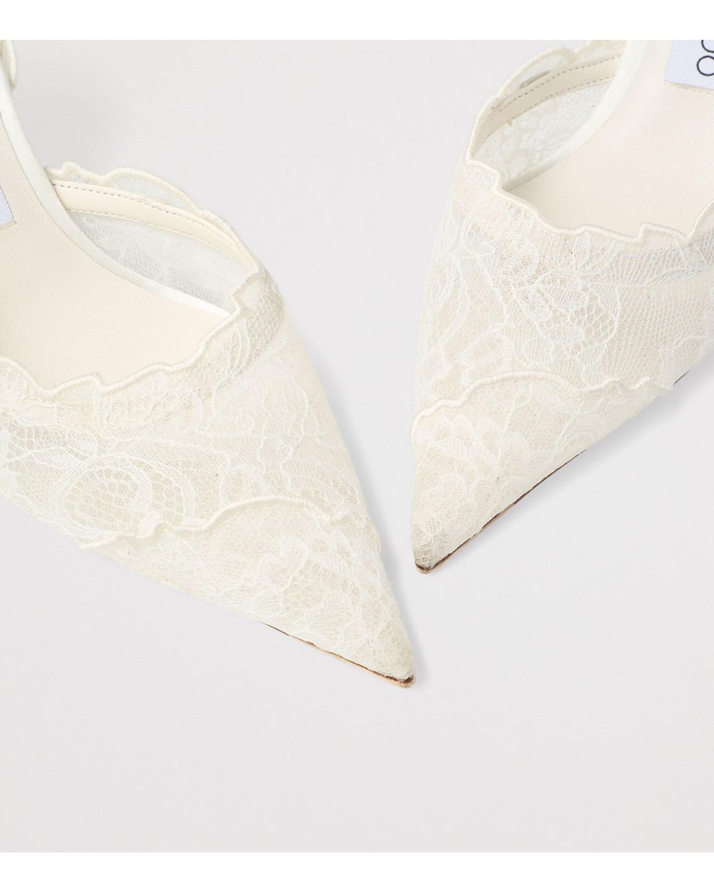 Jimmy Choo White Faiz 95 Lace Heeled Pumps