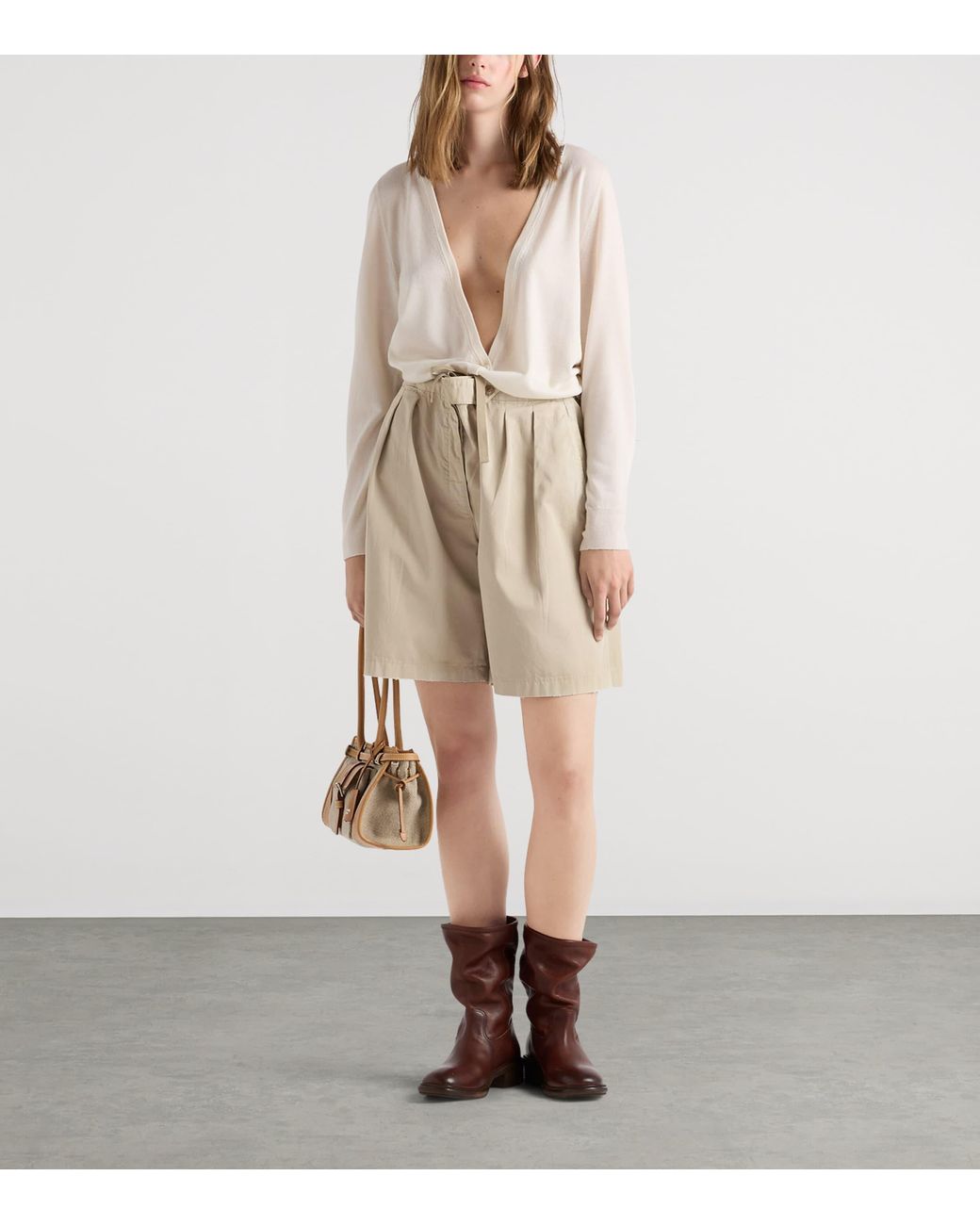 Prada Natural Cotton Gabardine Shorts