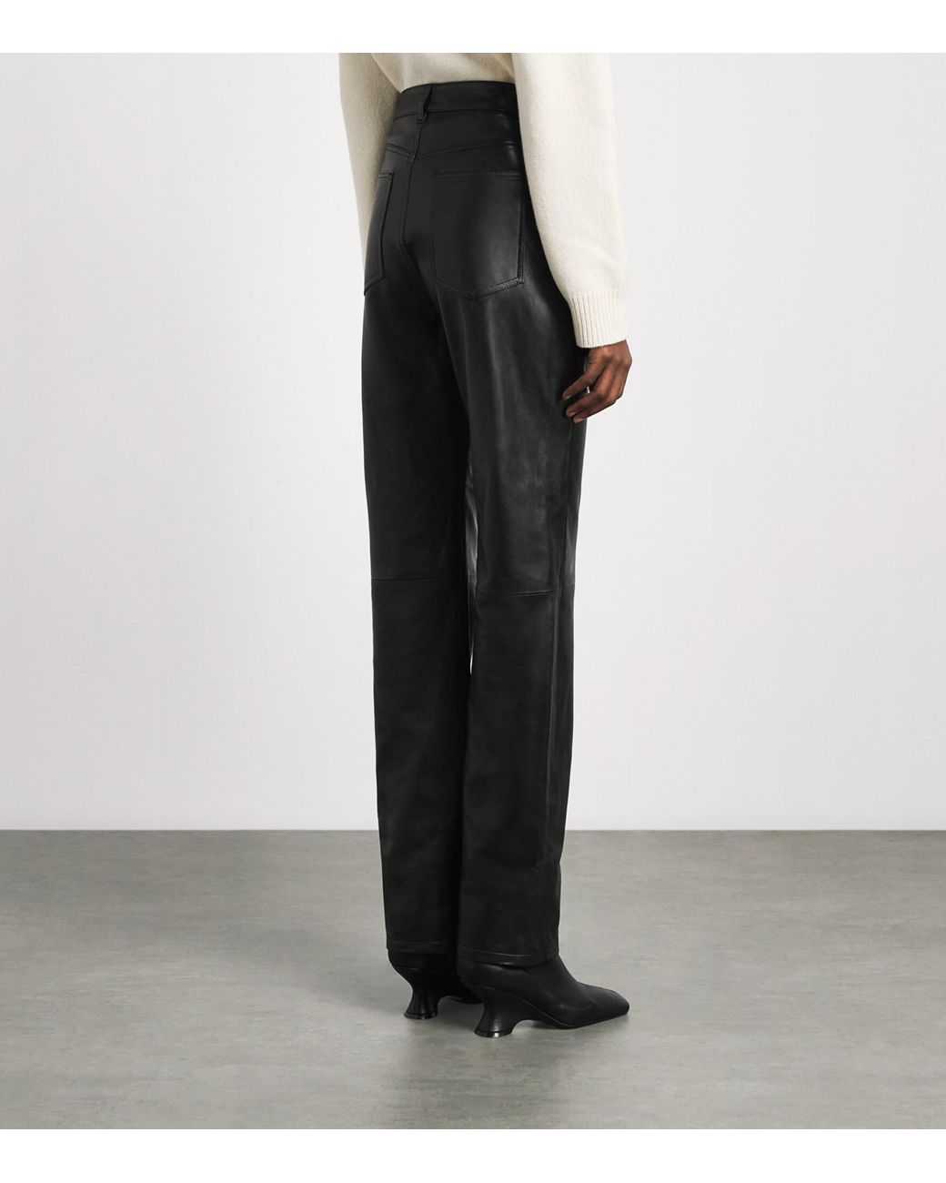 Rohe Black Leather Straight Trousers