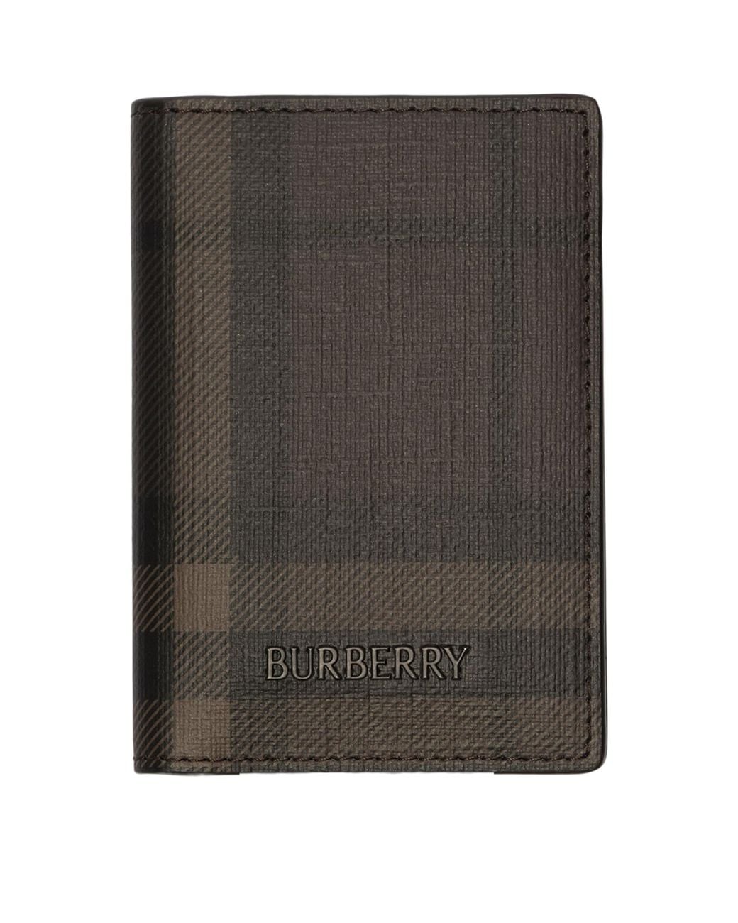 Burberry Black City Check Folding Card Holder for men