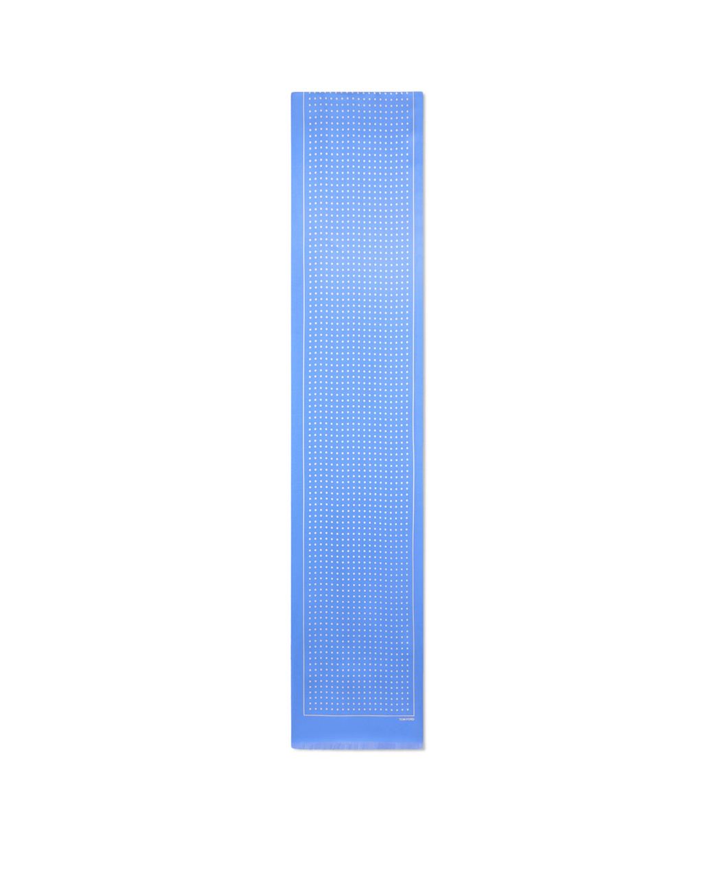 Tom Ford Blue Silk Polka Dot Print Scarf for men