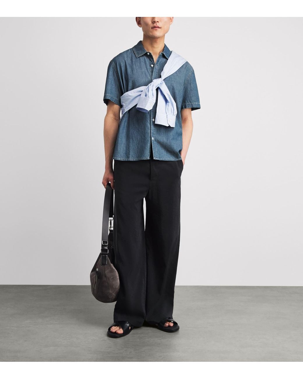 PAIGE Blue Denim Short-Sleeve Soliman Shirt for men