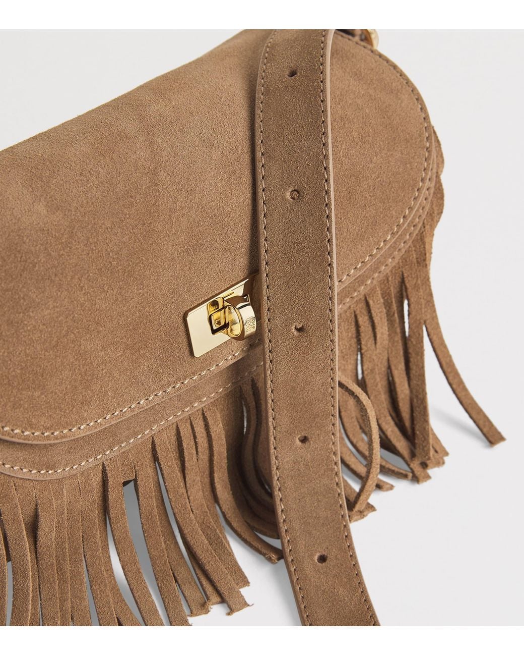 Sandro Brown Small Suede Le Mambo Cross-Body Bag