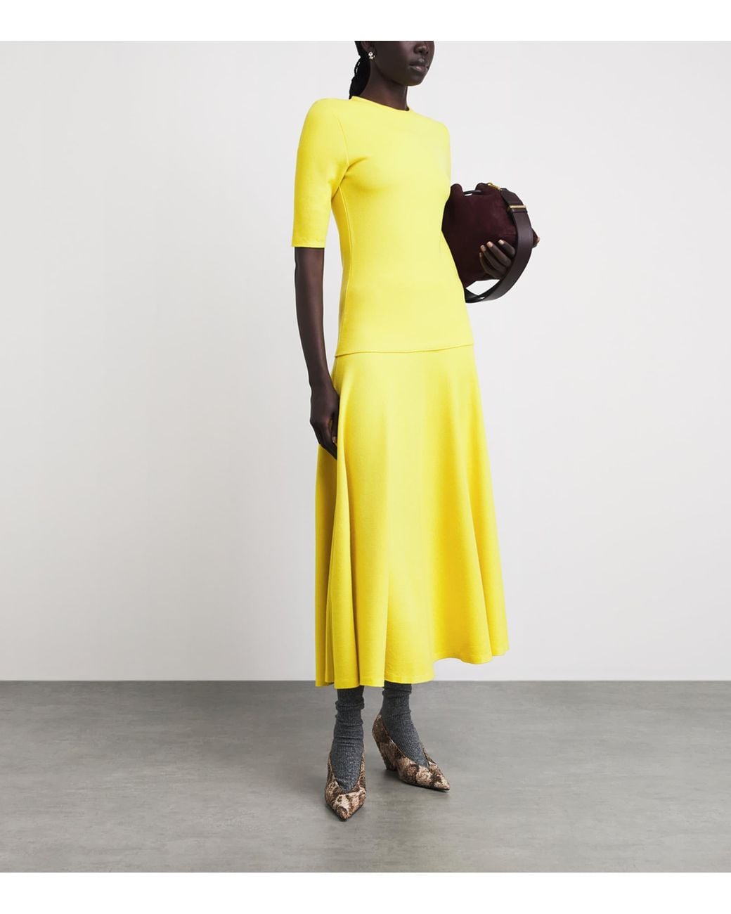 Gabriela Hearst Yellow Wool Axis Short-Sleeve Sweater
