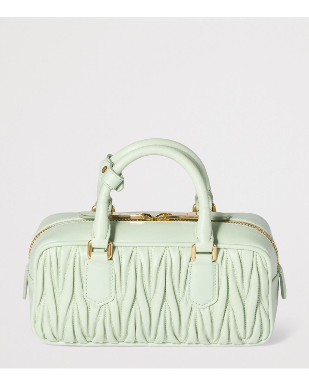 Miu Miu Green Nappa Leather Matelassé Arcadie Top-Handle Bag