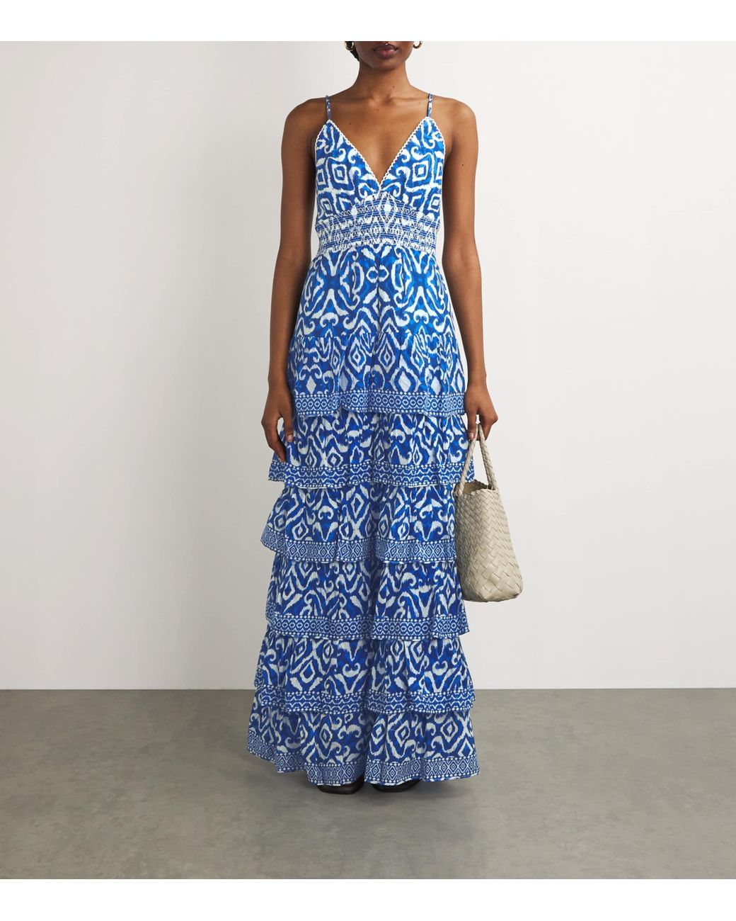 imogene ikat print tiered open back maxi dress Alice + Olivia IMOGENE TIERED MAXI DRESS, Size 4, $660