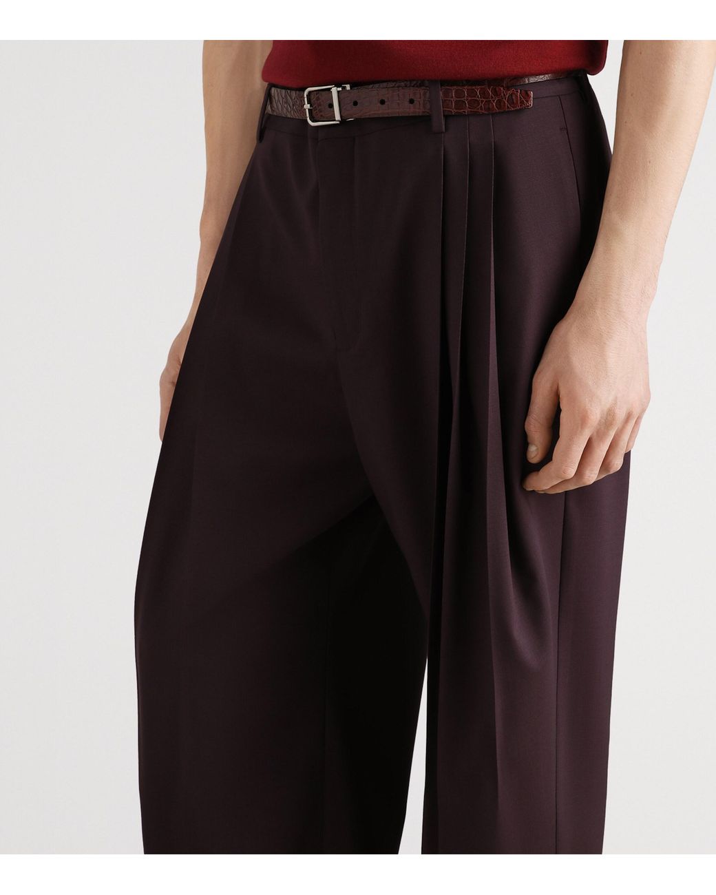Dolce & Gabbana Purple Stretch-Virgin Wool Pleated Trousers for men