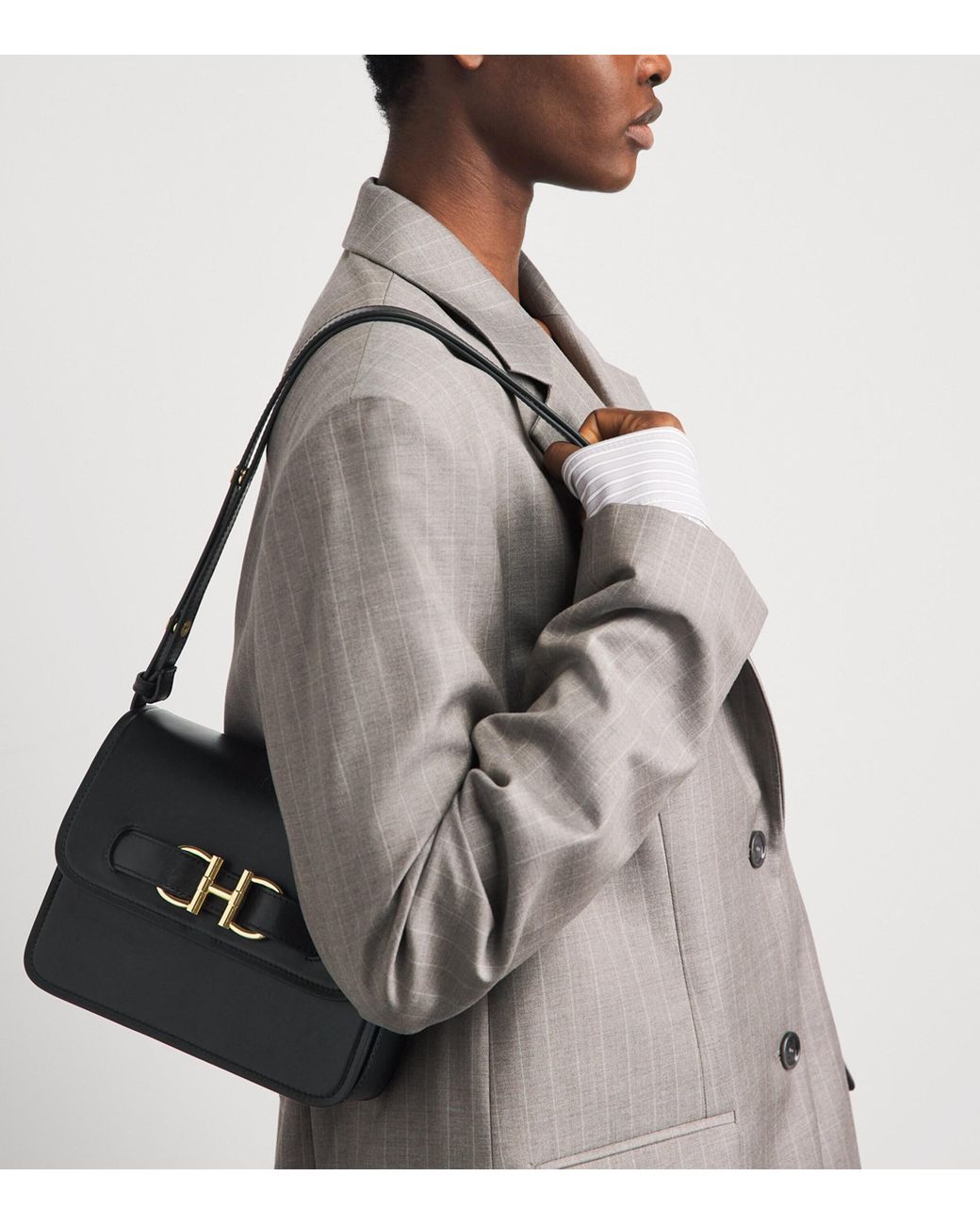 Harrods Black Leather Snaffle Cross-Body Bag