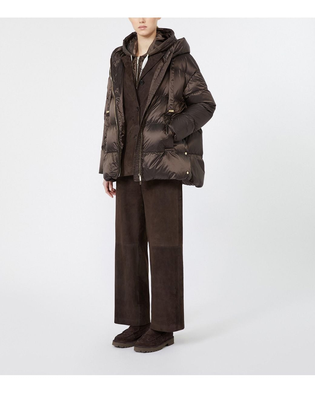 Max Mara Brown Hooded Puffer Jacket