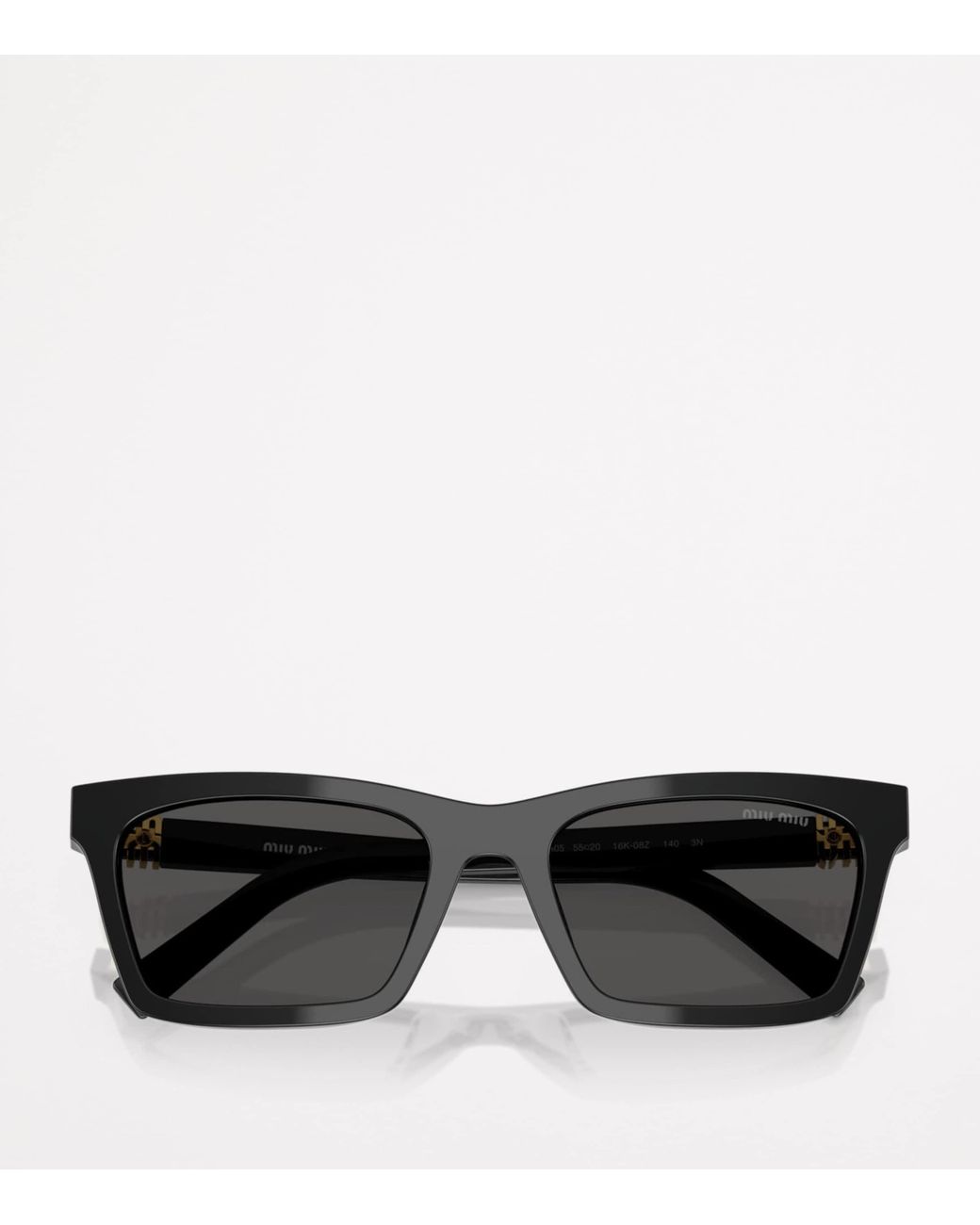 Miu Miu Black Acetate Rectangular Sunglasses