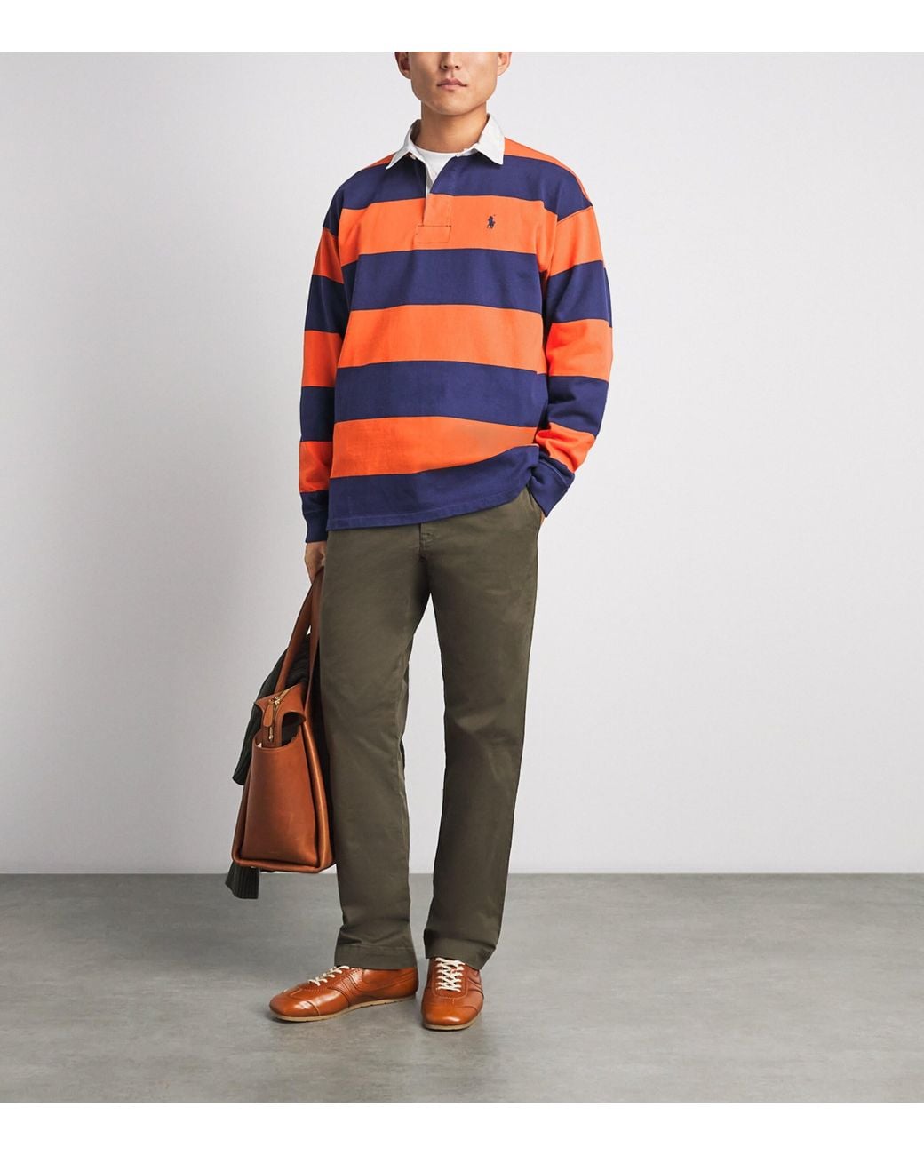 Polo Ralph Lauren Orange Cotton Stripe Rugby Shirt for men