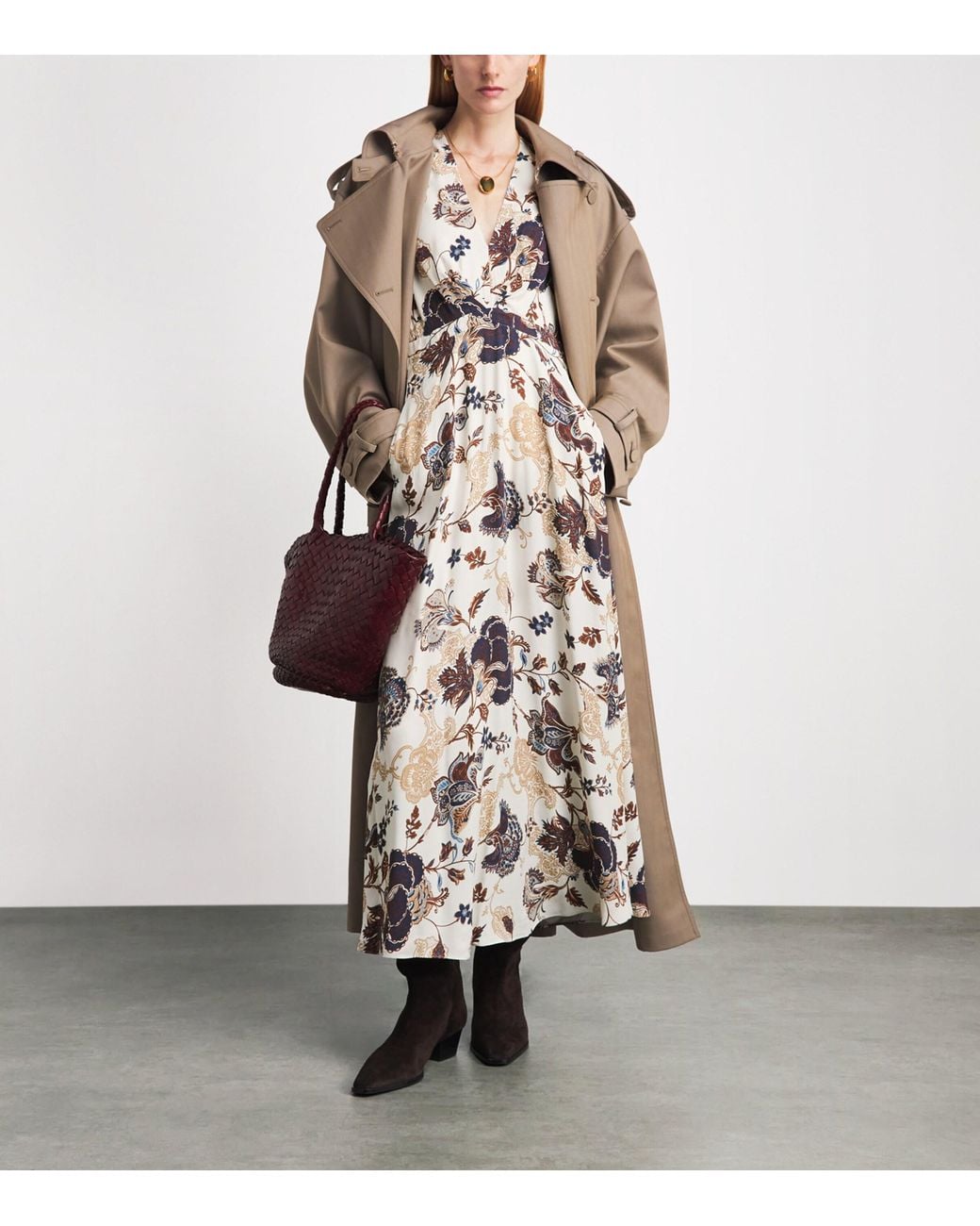 ME+EM White Crepe Paisley Maxi Dress