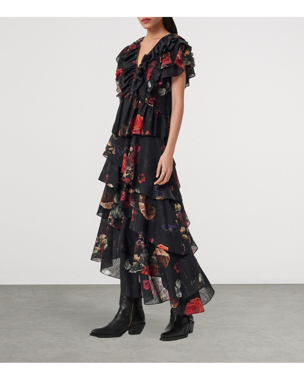 AllSaints Black Floral Alma Top